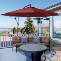 Outsunny Cantilever Umbrella Parasol Hanging Banana Steel Dark Green 3M Patio Wine Red(m-15)