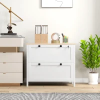 HOMCOM Armário de Escritório Móvel Arquivador com 2 Gavetas 2 Barras Suspensas para Tamanho A4 e 2 Chaves 79x40x72 cm Branco e Madeira(m-7)