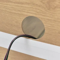 Bufet Modern cu LED pentru Living și Bucătărie, 3 Uși și 3 Sertare din PAL, Capacitate de Încărcare 50 kg, 140x35x80 cm, Stejar(m-10)