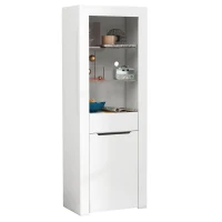 Credenza Moderna con Luci LED e Ripiani, Ideale per Cucina, Soggiorno e Ufficio, 60x35,5x165 cm, Bianco(m-6)