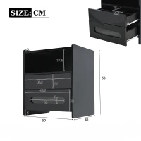 Set di 2 Comodini Moderni per Camera da Letto con Illuminazione LED e 2 Cassetti, Tavolini da Notte con Telecomando, Nero(m-3)