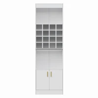 Mobiletto Porta Vino con 16 Scomparti per Bottiglie, Multifunzionale come Highboard per Sala da Pranzo o Libreria per Soggiorno, 50x40x180 cm, Bianco(m-9)