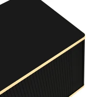 Mobile Porta TV Basso con Texture Intagliata, Maniglie e Piedi Dorati, Struttura Effetto Marmo per Soggiorno, 175x40x45 cm, Nero(m-9)