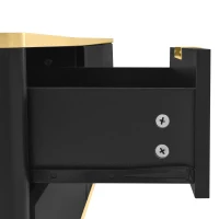 Mobile Porta TV Basso con Texture Intagliata, Maniglie e Piedi Dorati, Struttura Effetto Marmo per Soggiorno, 175x40x45 cm, Nero(m-10)