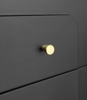 Mobile Porta TV in Stile Retro con Maniglie Dorate, Ampio Spazio di Stoccaggio, Porta in Vetro e Gambe in Legno Massello, 175x38x55,5 cm, Nero(m-9)