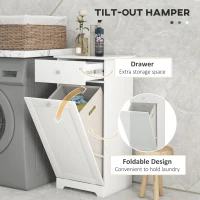 HOMCOM Single Hamper Laundry Storage Cabinet - White(m-4)