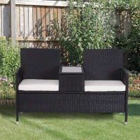 Outsunny 2-Seater Rattan Chair Set W/Middle Tea Table-Black(m-11)