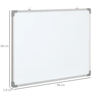 HOMCOM Lavagna Magnetica Bianca Rettangolare con 4 Pennarelli, 1 Gomma e 10 Magneti Inclusi, 90x60x1.8 cm(m-3)