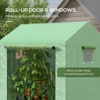 Outsunny Greenhouse, Walk-in Garden Grow House with Roll-up Door and Mesh Windows, 200 x 140 x 200cm, Green(m-6)