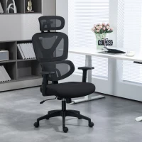Vinsetto Mesh Office Chair, Height Adjustable Desk Chair with Lumbar Support, Swivel Wheels and Adjustable Headrest, Black(m-2)