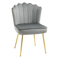HOMCOM Velvet-Feel Shell Accent Chair - Grey(m-11)