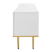 Mobiletto Porta TV Moderno con Piedini e Bordi Dorati, Due Ripiani e Due Cassetti, 165x36x55 cm, Bianco(m-7)