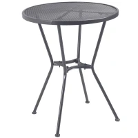 Outsunny 60cm Round Garden Dining Table Metal Outside Bistro Table with Mesh Tabletop for Garden Balcony Deck, Dark grey(m-11)