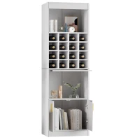 Mobiletto Porta Vino con 16 Scomparti per Bottiglie, Multifunzionale come Highboard per Sala da Pranzo o Libreria per Soggiorno, 50x40x180 cm, Bianco(m-7)