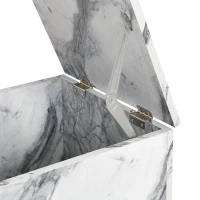 Set di Tavolini da Salotto Moderni in Marmo, Tavolo Grande con Cassetti e Tavolino con Spazio di Stoccaggio, 100x33,5x70 cm + 32x32x50 cm, Bianco(m-10)