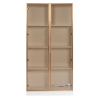 Vetrinetta Moderna in Vetro con Illuminazione LED a 16 Colori, Doppie Porte e Ripiani Regolabili, 80x40x160 cm - Mobiletto Porta TV, Bianco(m-11)