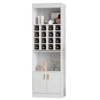 Mobiletto Porta Vino con 16 Scomparti per Bottiglie, Multifunzionale come Highboard per Sala da Pranzo o Libreria per Soggiorno, 50x40x180 cm, Bianco(m-6)