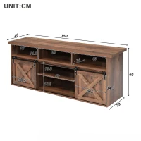 Mobile Porta TV in Legno da 150 cm con 2 Ante Scorrevoli, 9 Scomparti e Illuminazione LED, 150x40x60 cm, Marrone(m-3)