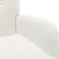 Poltrona Relax in Tessuto Teddy con Poggiapiedi, Design Ergonomico e Struttura in Metallo Dorato, 63x41.5x98 cm, Bianco(m-7)
