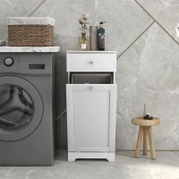 HOMCOM Single Hamper Laundry Storage Cabinet - White(m-7)