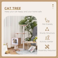 PawHut Cat Tree for Indoor Cats Scratching Post Kitten House Condo Activity Center w/ Cushion Hanging Toy Multi-level(m-5)