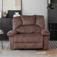 Poltrona Relax Massaggiante e Riscaldante Manuale Extra Larga con 8 Punti Massaggio, Timer e Portabicchieri, 115x68x105 cm, Marrone(m-4)