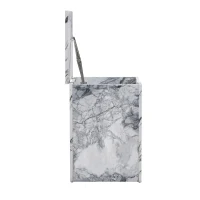 Set di Tavolini da Salotto Moderni in Marmo, Tavolo Grande con Cassetti e Tavolino con Spazio di Stoccaggio, 100x33,5x70 cm + 32x32x50 cm, Bianco(m-8)