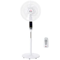 HOMCOM 16'' Pedestal Stand Fan, 3 Speed 3 Mode, 85° Oscillation, LED Panel, 3M Remote Controller, Height Adjustable for Living Room, Bedroom, Garage, Office, Black and White(m-16)
