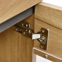 Bufet Modern cu LED pentru Living și Bucătărie, 3 Uși și 3 Sertare din PAL, Capacitate de Încărcare 50 kg, 140x35x80 cm, Stejar(m-7)