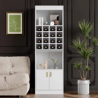 Mobiletto Porta Vino con 16 Scomparti per Bottiglie, Multifunzionale come Highboard per Sala da Pranzo o Libreria per Soggiorno, 50x40x180 cm, Bianco(m-5)