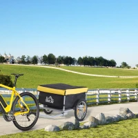 HOMCOM Bicycle Cargo Trailer, Two-Wheel Bicycle Large Cargo Wagon Trailer Oxford Fabric, Folding Storage, & Removable Cover, Yellow(m-10)
