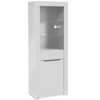 Credenza Moderna con Luci LED e Ripiani, Ideale per Cucina, Soggiorno e Ufficio, 60x35,5x165 cm, Bianco(m-2)