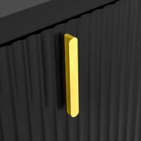 Credenza Moderna Minimalista per Cucina e Soggiorno con Maniglie Dorate e Ripiani Regolabili, 140x38x80 cm, Nero(m-11)