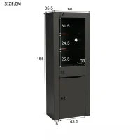 Vetrinetta Moderna con Luci LED e Ripiani Spaziosi, Libreria da Parete Multifunzionale per Libri, per soggiorno, ufficio, 60x35,5x165 cm, Grigio(m-3)