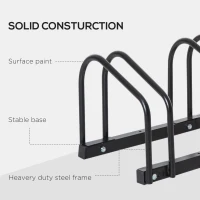 HOMCOM Bike Stand Parking Rack Floor or Wall Mount Bicycle Cycle Storage Locking Stand (3 Racks, Black)(m-8)