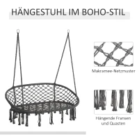 Outsunny Hängesessel Hängestuhl 2-Sitzer mit Aufhängen Deckenhaken Hängelounger Schwebeliege Doppelliege Doppellounge Lounge für 2 Personen Grau 130 x 70 x 35 cm(m-4)
