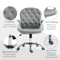 Vinsetto Office Chair Ergonomic 360° Swivel PU Diamante Padded Base 5 Castor Wheels for Home Work Grey(m-5)