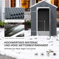 Outsunny Tuinhuis, metalen opbergschuur, dubbele deur, raam, 259x172x222 cm, grijs/wit(m-4)