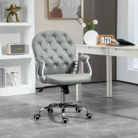 Vinsetto Office Chair Ergonomic 360° Swivel PU Diamante Padded Base 5 Castor Wheels for Home Work Grey(m-10)