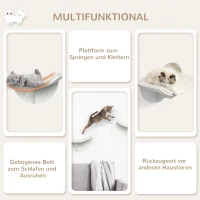 PawHut Kattenrek voor aan de Muur, Zachte Ligplaats, tot 10kg, 41x28x21cm, Wit(m-7)