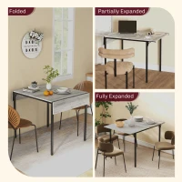 HOMCOM Four-Person Drop Leaf Dining Table - Grey(m-4)