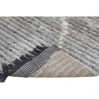 HOMCOM Hochflorteppich mit Fransen Hell-Grau 150 x 80 x 2,1 cm(m-6)