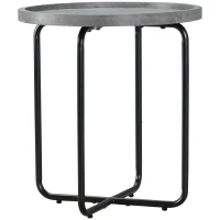 HOMCOM Beistelltisch im Industrie-Design, Tischplatte in Marmoroptik 50cm x 50 cm x 55 cm Grau Schwarz(m-9)