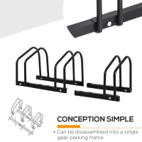 HOMCOM Bike Stand Parking Rack Floor or Wall Mount Bicycle Cycle Storage Locking Stand (3 Racks, Black)(m-5)