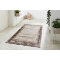 HOMCOM Kurzflor Webteppich Creme-Braun 150 x 80 x 0,9 cm(m-2)