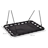 HOMCOM Nestschaukel Kinderschaukel Vogelnestschaukel Outdoor Schaukel Gartenschaukel bis 100 kg belastbar Metall + Netzstoff Schwarz 100 x 76 x 4 cm(m-3)