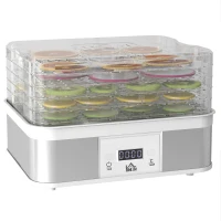 HOMCOM 5 Tier Food Dehydrator, 245W Stainless Steel Food Dryer Machine with Adjustable Temperature, Timer and LCD Display for Drying Fruit, Meat, Vegetable, Jerky and Pet Treat, White(m-1)