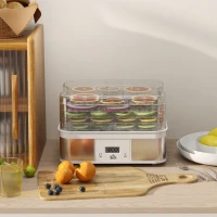 HOMCOM 5 Tier Food Dehydrator, 245W Stainless Steel Food Dryer Machine with Adjustable Temperature, Timer and LCD Display for Drying Fruit, Meat, Vegetable, Jerky and Pet Treat, White(m-2)
