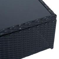 Outsunny 4-tlg. Polyrattan Gartenmöbel Sitzgruppe Gartenset Sofagarnitur Garnitur Lounge mit Kissen Schwarz 1 x Doppelsofa 1 x Couchtisch 2 x Hocker(m-9)