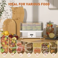 HOMCOM 5 Tier Food Dehydrator, 245W Stainless Steel Food Dryer Machine with Adjustable Temperature, Timer and LCD Display for Drying Fruit, Meat, Vegetable, Jerky and Pet Treat, White(m-4)